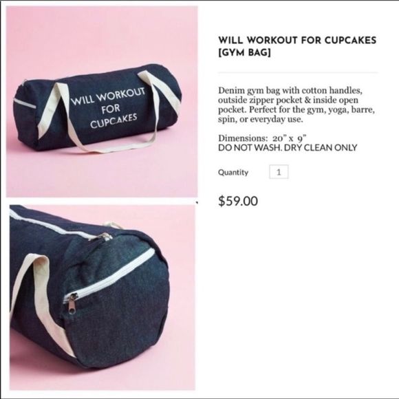 Will Workout For Cupcakes gym bag duffel bag lg - Picture 6 of 16